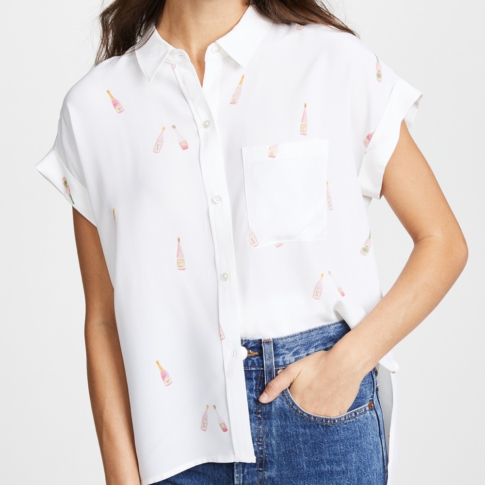 Rails Silk Whitney Button Down Shirt- Rosé print